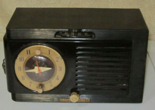 Antique General Electric Bakelite Am Tube Clock Radio Model 512f Collectible