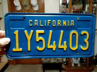 Vintage Blue And Yellow California License Plate 1y54403