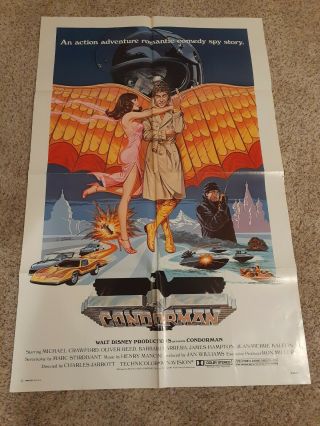 Vintage 1981 One Sheet Movie Poster For Condorman,  Michael Crawford,  Oliver Reed