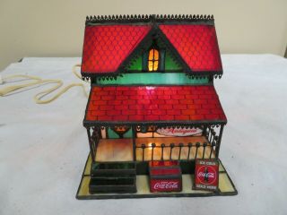 Franklin Coca Cola Stained Glass Antique Store W/ Light