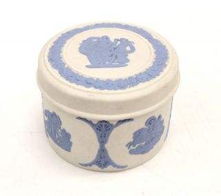 Vintage Wedgwood White & Blue Jasperware Trinket Box - F25