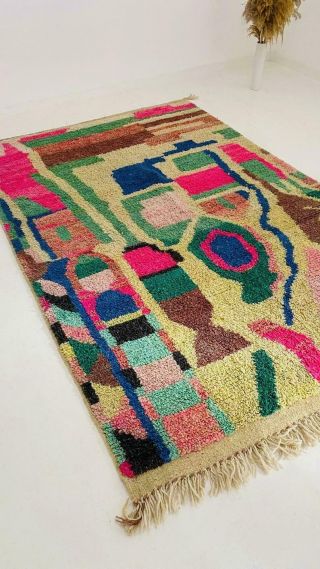 Authentic Vintage Moroccan Rug azilal berber tapis beni ourain handmade 6″x8″ ft 2