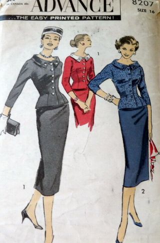 Lovely Vtg 1950s Suit Advance Sewing Pattern 16/36