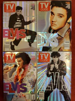 Elvis Presley Tv Guide Jan 13 - 19 2001,  Set Of 4 Hologram Cover Issues Vintage