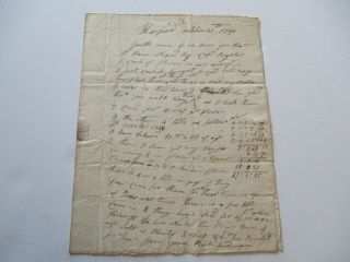 Antique Early American Document Letter Captain Bigelow 1780 Order Inventory Old