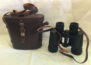Binoculars & Leather Case Zenith 8 X 40 Field 6.  5 Coated Optics Vintage Retro