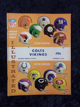 Vintage September 19,  1965 Baltimore Colts Vs Minnesota Vikings Program 899