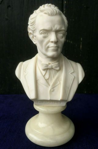 Vintage Bust Of G Mahler Italian Plaster & Alabaster Sculpture Figurine Statue