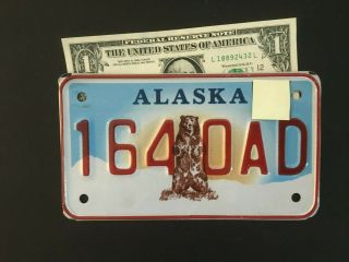 2016 Alaska Motorcycle License Plate 1640ad With Kodiak Bear