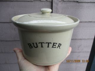 A Vintage Pottery Butter Crock With Lid.