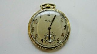 Antique 14k Gold - Filled Waltham Premier Colonial Pocket Watch 21j 29967054 Runs
