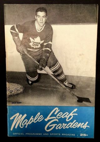 1960 Maple Leaf Gardens Nhl Hockey Program Vtg Leafs Vs Red Wings Dick Duff