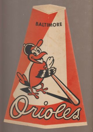 1950s - 60s Baltimore Orioles Megaphone/popcorn Holder