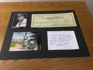 Charlie Root Signed Check Babe Ruth Called Shot Framed Display