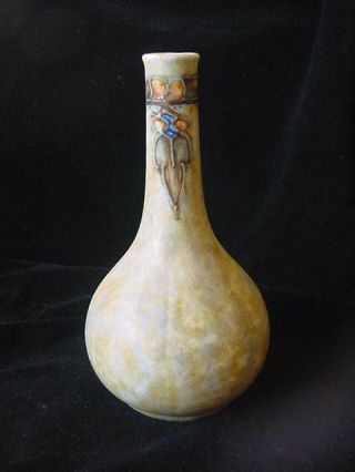 Art Nouveau Cranston Pearl Pottery England Vase Tube Lined Tukan Rare Antique