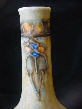 Art Nouveau Cranston PEARL POTTERY England Vase Tube Lined TUKAN Rare Antique 2