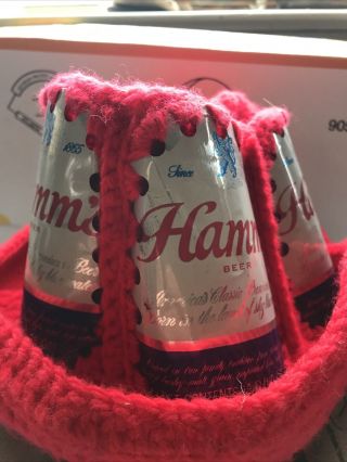 Vintage Handmade Crochet Beer Can Hat - Falstaff Michelob Pabst Hamms Busch 905