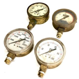 Vtg Welding Products Brass Regulator Pressure Gauges Union Carbide And 3 Others