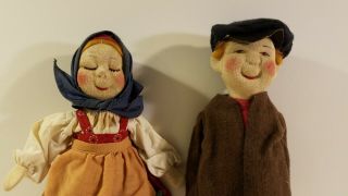 Vintage Dutch Cloth Boy And Girl Dolls 1930 
