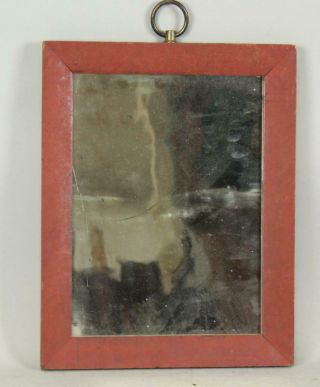 Rare Early 19th C American Primitive Mirror In The Best Red Paint