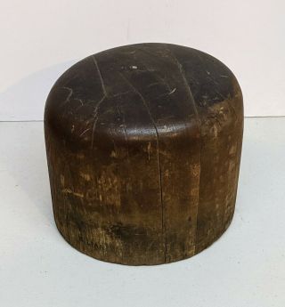 Antique Primitive Wooden Millinery Hat Mold Block Head Industrial Form