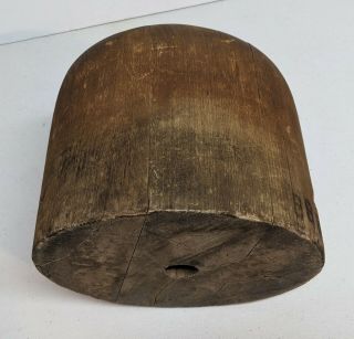 Antique Primitive Wooden Millinery Hat Mold Block Head Industrial Form 2
