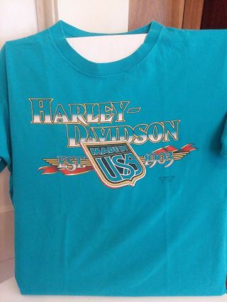 Vintage " 3d " Harley Davidson T - Shirt Mens Sz L