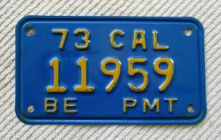 1973 California Be Pmt (board Of Equalization Permit) License Plate