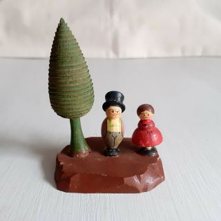 Old Vintage Antique Miniature Painted Wooden Anri Toy Tree Folk Art Erzgebirge