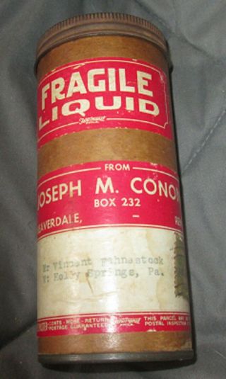 Vintage Trapping Lure Container,  Papers,  J.  Cononie,  Beaverdale,  Penna.