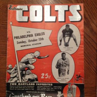 1950 Baltimore Colts Vs Philadelphia Eagles Program