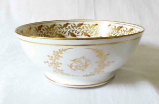 Very Large Antique Early 19th C Chamberlains Worcester Porcelain Punch Bowl