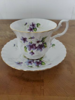 Vintage Royal Albert English Bone China Footed Tea Cup/saucer Purple Violets