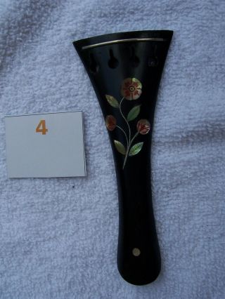 Antique Mother Of Pearl Inlaid Ebony 4/4 Violin Tailpiece