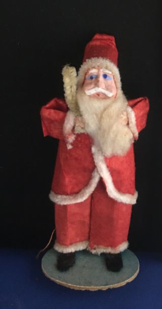 Vintage Made In Occupied Japan Paper Santa Christmas Ornament About 5” T C.  1946