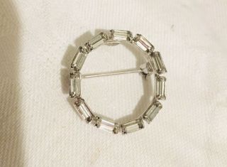 Vintage Sterling Silver Rhinestone Circle Pin Brooch