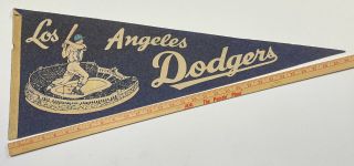 Vintage Old School 1960s Los Angeles Dodgers Mlb Baseball Pennant 12 X 30.  5