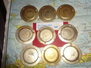 9 Vintage Fin - Nor Reel Name Plates Antique Fin Nor Reel Parts Fin - Nor Parts