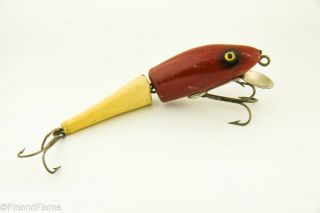 Vintage Paw Paw Jointed Chub Minnow Antique Fishing Lure Red & White Jj12