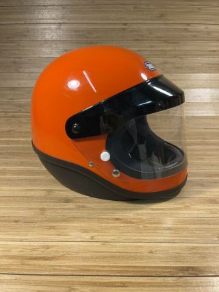 Vintage Orange Shoei T - 8133 S - 20 Full Face Motorcycle Helmet Visor Size Xl