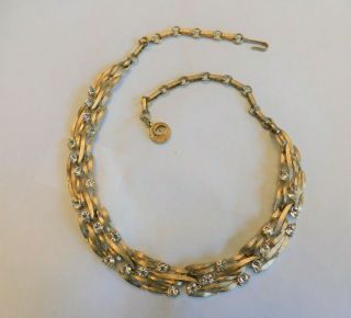 Vintage Lisner Gold Tone Rhinestone Choker Necklace
