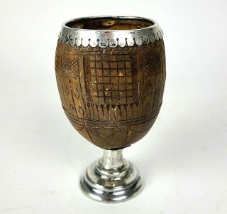 PAIRPOINT BROTHERS STERLING SILVER 925 CARVED COCONUT CUP HALLMARKED LONDON 1931 3