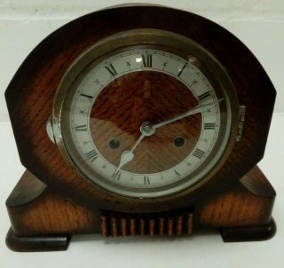 Mantle Clock In Wooden Case Pendulum For Spares And Repairs