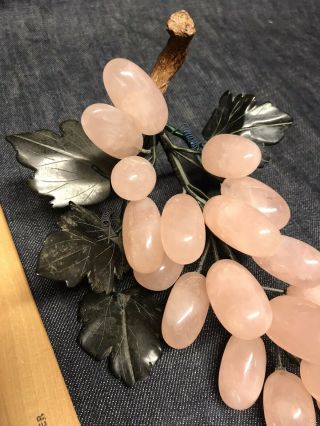 Vintage Stone Pink Grapes And Leaves 8 Inches Turn of Century,  Quality 2