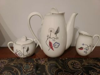 Vintage Mid Century Modern Royal Grace China Teapot,  Sugar & Creamer,  Japan Tea