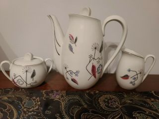 Vintage Mid Century modern Royal Grace China Teapot,  sugar & creamer,  Japan tea 2