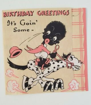 1940 Vintage Black Americana Birthday Card
