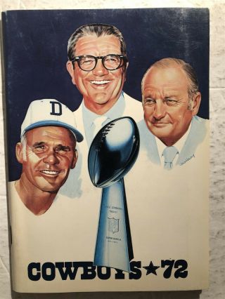 1972 Dallas Cowboys Yearbook Media Guide Roger Staubach Bob Lilly Tom Landry