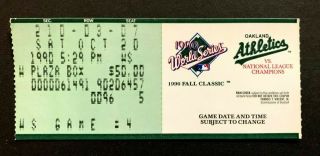 1990 World Series Ticket Stub (game 4) Oakland Athletics Vs Cincinnati Reds