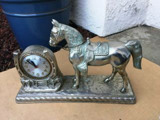 Vintage Lincoln Horse & Horseshoe Mantel Sessions Electric Clock